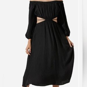 ASTR The Label Cassian Off the Shoulder Long Sleeve Midi dress Sz S NWT